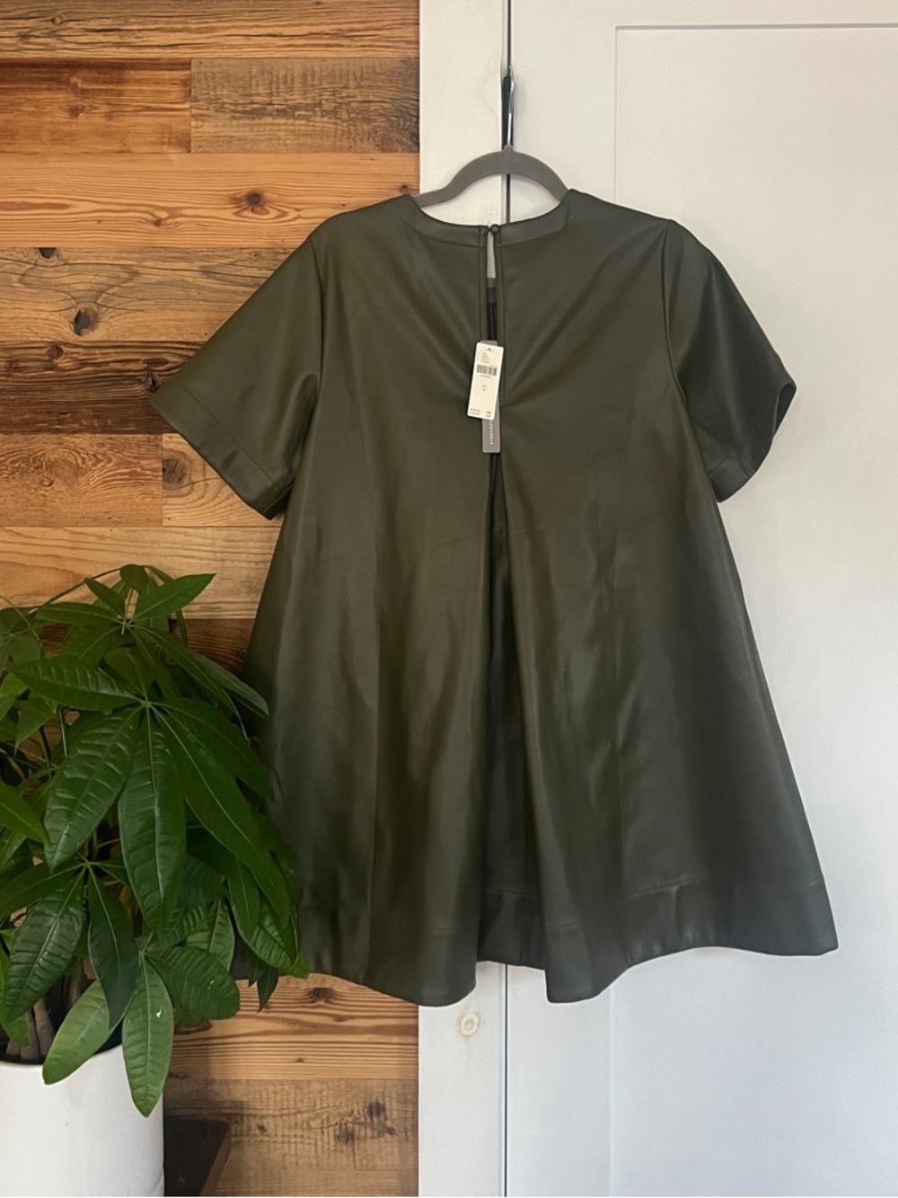 NWT Anthropologie The Emmy Faux Leather Short-Sleeve Mini Dress by Maeve - Picture 5 of 6